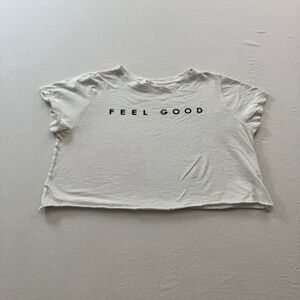 Tres Bien White Feel Good Crop Top Tee